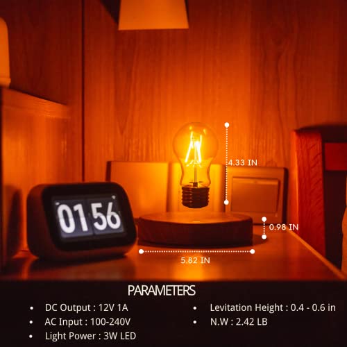 Moocci Floating Light Bulb Desk Lamp, Magnetic Levitating Lamps Led Night Light, Unique Gifts For Christmas And New Year (Dark Brown Base) #TOP2