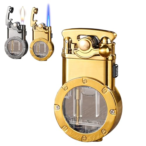 Encendedor de doble llama resistente al viento, butano portátil recargable con ventana de aire, ideal para velas y uso al aire libre, gran opción de regalo, diseño 3 en 1
