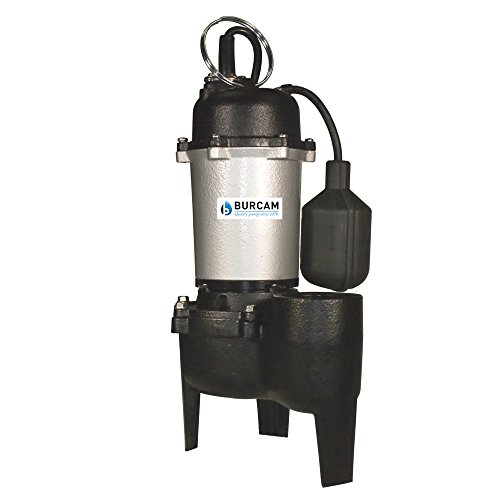 BURCAM 400504Z 1/2 HP Cast Iron Sewage Pump, Black