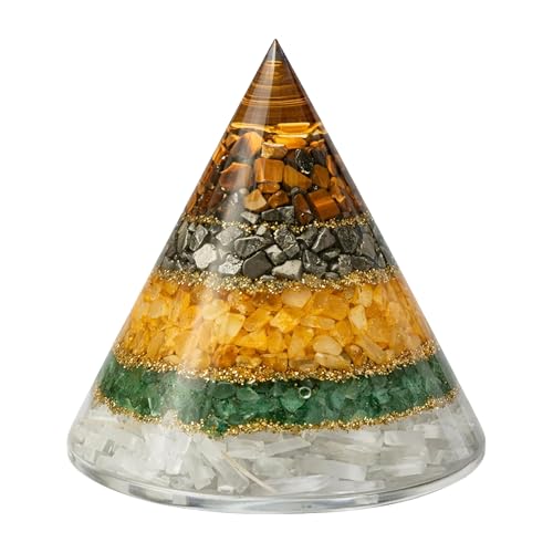 Image of JD FRESH Original Certified Money Magnet Round Pyramid /Handcrafted Healing Pyramid /Energized Crystal Orgonite Pyramid for Wealth, Prosperity & Abundance /Vaastu Dhan Yog Pyramid for Home & Office