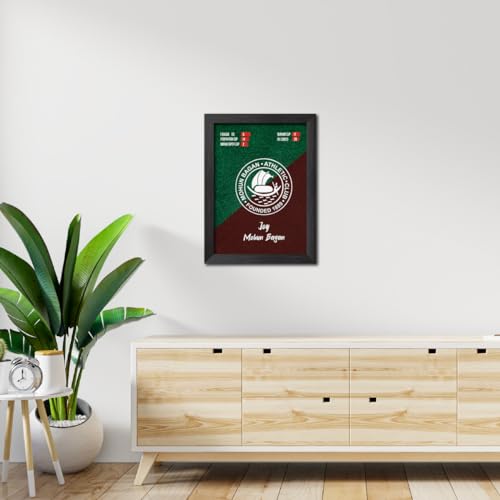 Image of TenorArts Mohun Bagan Football Club Poster White Logo Laminated Photo Frame Painting with Matt Finish Black Textures(12 inches x 9inches)