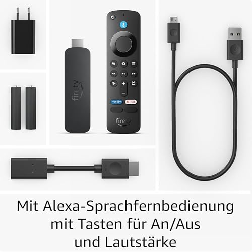 Amazon Fire TV Stick 4K Plus, mit Unterstützung für Wi-Fi 6 sowie Streaming in Dolby Vision/Atmos und HDR10+ und Mission USB Stromkabel - Ladekabel - Power Kabel