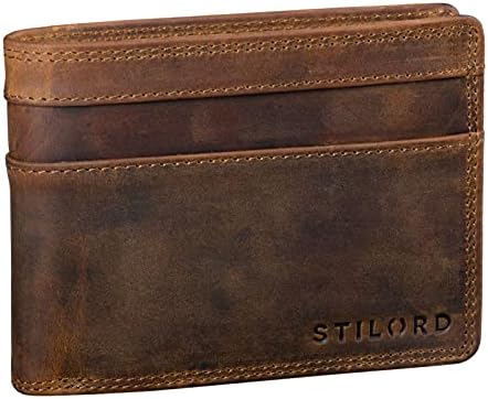 STILORD ‘Cooper’ Portafoglio Blocca RFID Pelle Uomo Vintage Elegante Sicuro con Portamonete Cuoio Sottile, Colore:marrone medio