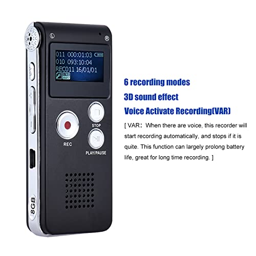 Moniss Gravador de telefone de voz de áudio digital inteligente de 8 GB ditafone MP3 player de músic