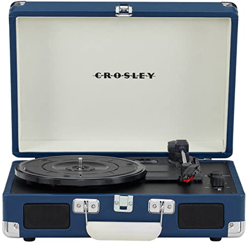 Crosley CR8005F-BL Cruiser Plus Vintage 3-Speed Bluetooth in/Out Suitcase Vinyl Record Player Turntable, Blue
