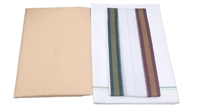 chandravati Cotton Men's 3 - Piece Pandit Dhoti Kurta Set | Premium Cotton Material | Unstitched Dhoti, Kurta, Border Gamcha ||Traditional, Ethnic Wear with Dhoti-picture-44