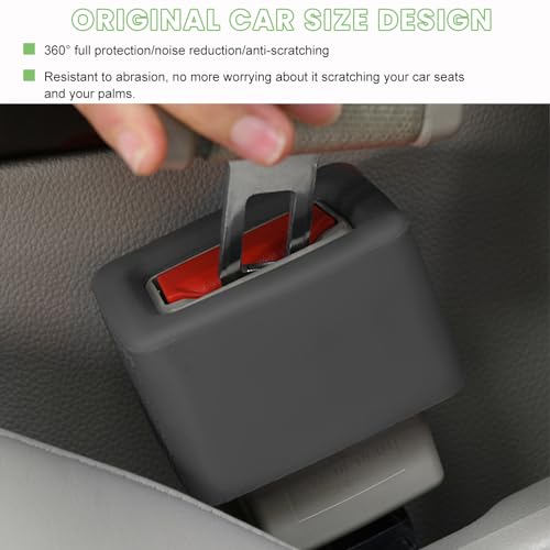 Image of povtii 2PCS Car Seat Belt Buckle Holder, Silicone Auto Seatbelt Buckle Booster Makes Receptacle Upright Buckling, Easy Access Seat Belt Buckle Safety Cover for Kids, Car Accessories (Dark Gray)