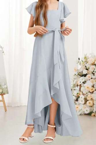 Short Sleeves Junior Bridesmaid Dresses for Wedding Chiffon Flower Girl Dress for Wedding Party Pageant Gown2