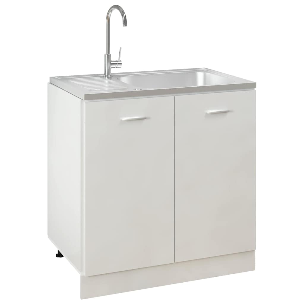Lavello da cucina in acciaio inox con sgocciolatoio, 800 x 500 mm