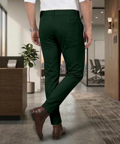 Image of Mehrang Men's Stretchable Stretchable Formal Pant Trousers | Stylish Slim Fit Men's Wear Trousers for Office or Party | Polycotton Knitted Fabric