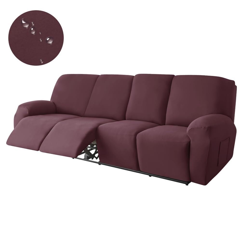 Funda elástica Impermeable para sillón reclinable, Color Liso, Antideslizante, con Bolsillo Lateral, Lavable, Protector de Muebles para Silla.