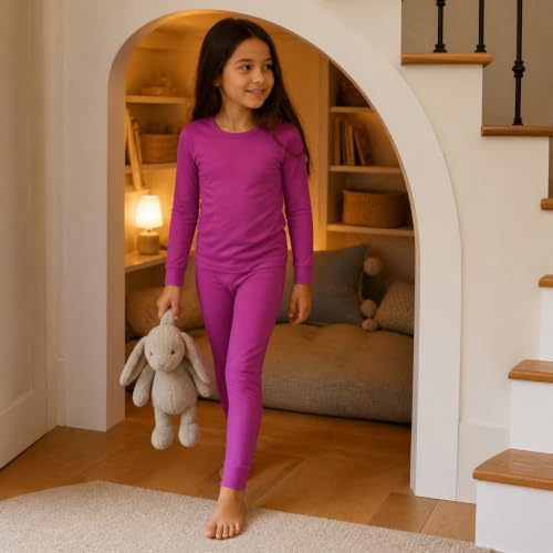 Image of Kids Boys Girls Soft 2-Piece Solid Long Sleeve Shirt and Pants Set
