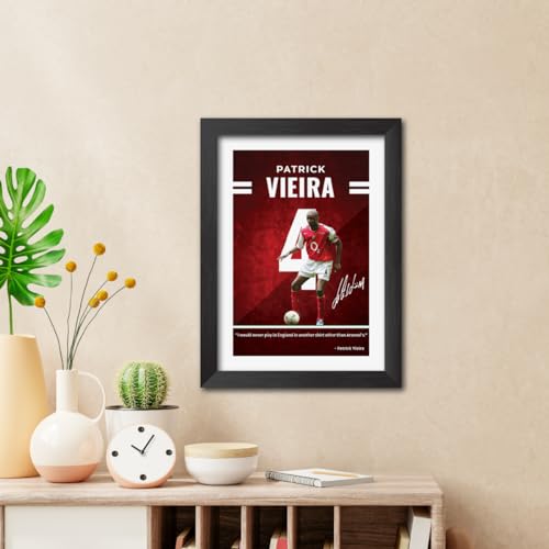 Image of TenorArts Patrick Vieira Quotes Poster Arsenal Laminated Photo Print Frame Painting with Matt Finish Black Texture (12 inches x 9inches)