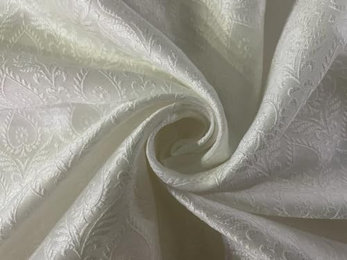 Tissu brocart de soie blanc de largeur 147,3 cm référence BRO903