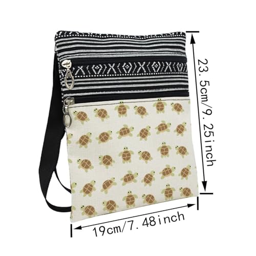 Cartoon Sea Turtles Messenger Bag Small Ethnic Pattern Adjustable Strap Crossbody Zipper Pouch Cartoon Sea Turtles Phone Organizer Wallet Cute Shoulder Handbag for Women Friends2