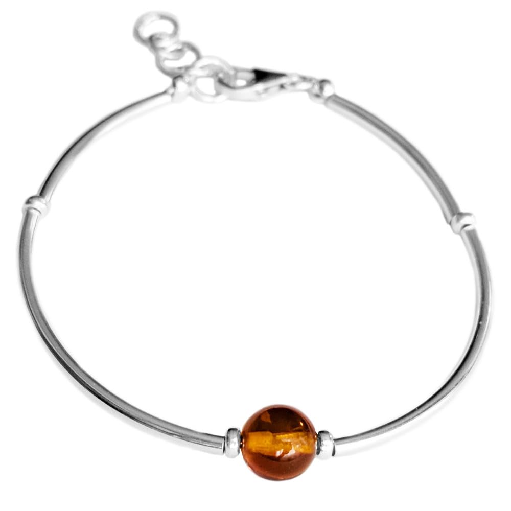 Armband Sterling-Silber 925 Baltischer Bernstein, Länge 17 cm, 19,5 cm