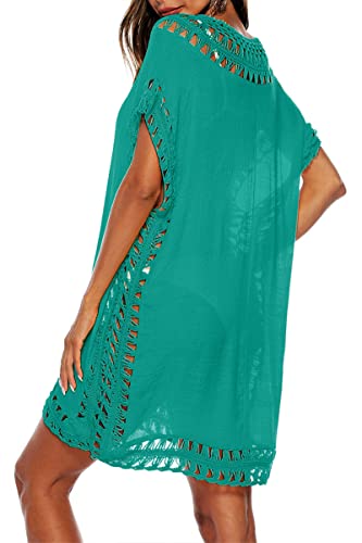Image of Adisputent Womens Swimsuits Cover Ups Crochet Chiffon Beach Cover Bathing Suit Bikini Wear Coverups Dress