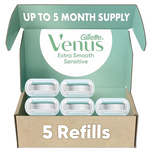 Gillette Venus Extra Smooth Womens Razor Refills 5 Count 5-Bladed Razor Cartridges for a Long-Lasting Shave Razor Blades for Women