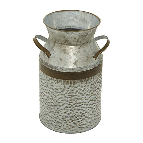 Deco 79 Metal Milk Can Decorative Jars, 8" X 7" X 12", Gray #TOP5