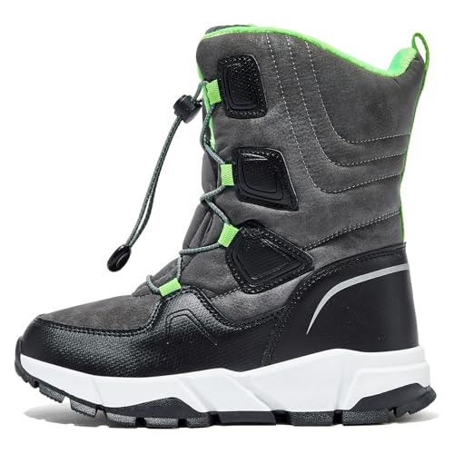 HOBIBEAR Kids Snow Boots Boys Girls Mid Calf Waterproof Warm Faux Fur Lined Insulated Winter Shoes(Toddler/Little Kid/Big Kid)2