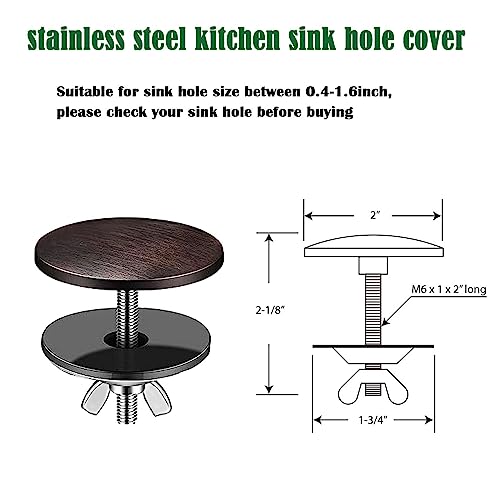 Sink Hole Cover,2 Inch Stainless Steel Kitchen Sink Hole Cap,Faucet Hole Cover Leakproof Hole Plate Stopper Cover for Sink Tap Hole Plug (Bronze) - Image 2