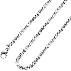 Square Rolo Chain Necklace Stainless Steel Round Box Necklace for Men & Women