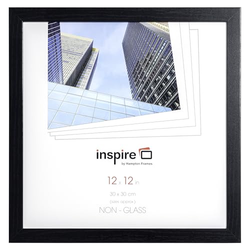 Hampton Frames, marco de fotos cuadrado OXF1212NGX, 30x30 cm, negro, MDF, plexiglás | Perfil 20 mm, colgador incluido, fácil montaje | Para póster y decoración hogar