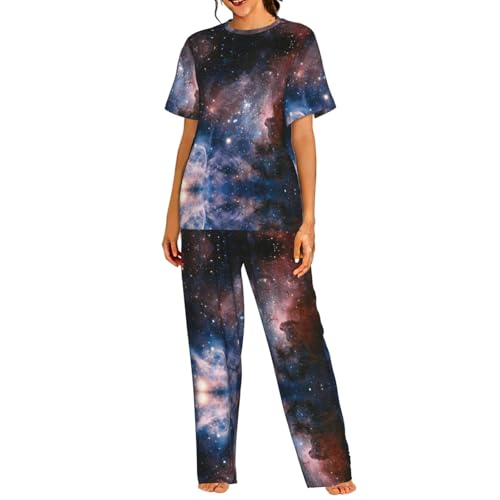 Pyjama court Nebula Space confortable pour femme pour la détente quotidienne