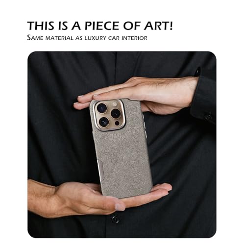 Coque MagSafe iPhone 16 Pro en daim véritable ultra fin et minimaliste fait main - 2