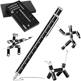 Magnetic Ballpoint Pen, Decompression Magnetic Pen Fidget Pen, Multifunction Writing Magnetic Metal Strato Pen with Gift Box, Magnet Pen Fidget Pen Suitable for Stress Relief and Office (Black)