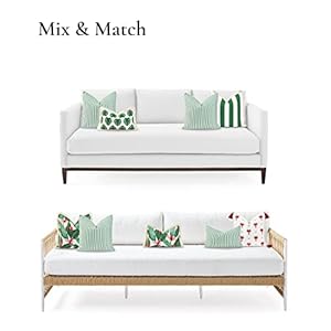 Hofdeco Premium Coastal Patio Indoor Outdoor Pillow Cover Only, 20"x20" Water Resistant for Backyard, Couch, Green Stripe Hofdeco Premium Coastal Patio Indoor Outdoor Pillow Cover Only 20×20 Water Resistant for Backyard Couch Green Stripe