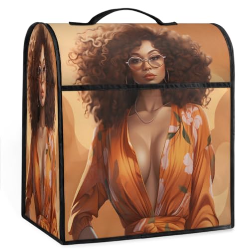 Coffee Maker Cover Orange Africa Girl Kitchen Appliance Covers Small Appliance Covers Blender Cover Juicer Cover Dust Covers for Kitchen Appliances with Top Handle and Pockets,Washable,C647