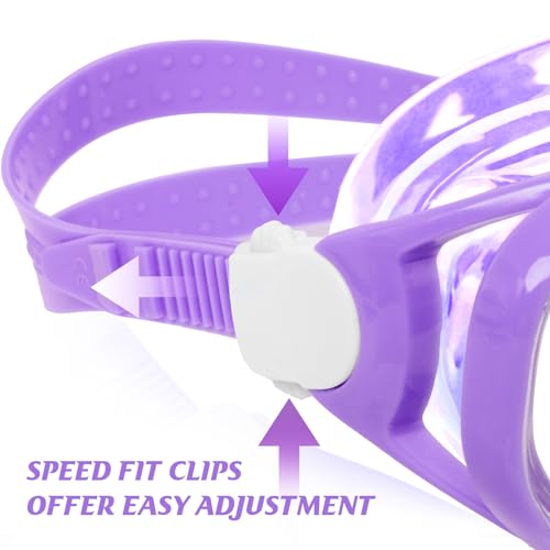 Image of Kids Swim Goggles Snorkel Diving Mask for Boys Girls Ages 5-15, Two-Color Anti-Fog Swimming Goggles with Nose Cover