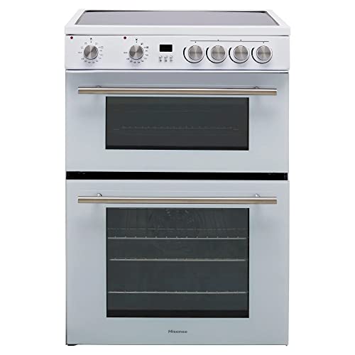 Hisense HDE3211BWUK 60cm Electric Cooker with Ceramic Hob-White A Rated Double Oven - White