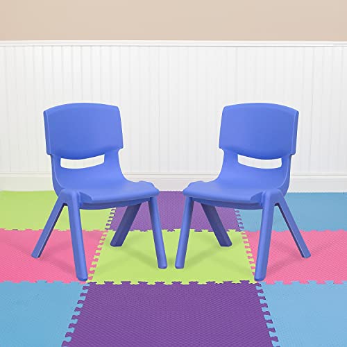Image of Flash Furniture Whitney 10 Pack Blue Plastic Stackable School Chair with 10.5'' Seat Height