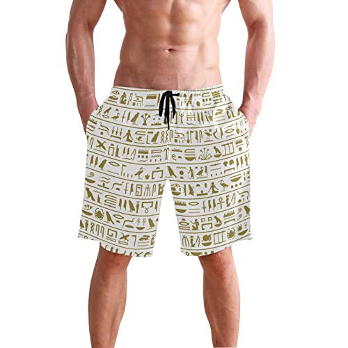 Men's Beach Shorts Ancient Egyptian Hieroglyphs, Swim Trunks Drawsting Swimwear Swimming Board Shorts2