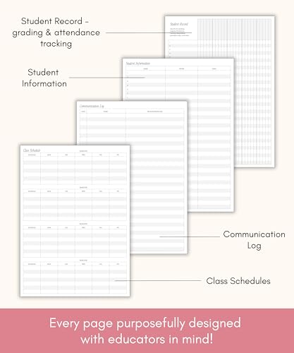 Lamare Teacher Planner 2025-2026 Academic Year – Undated Planner & Lesson Planner Book for Teachers with Class Schedule, Student Info & Weekly Planning