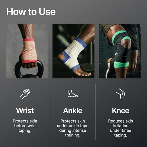 Image of Hampton Adams Pre Wrap Athletic Tape, Non Slip Grip, No Fray Underwrap | Foam underwrap for skin protection, Ankle, wrist & knee, Tape grip base layer, Hair tie for sports 2.75 in x 22 yd rolls