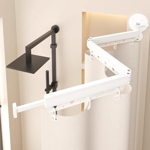 Barre de douche d'angle réglable ventouse étanche sans perçage pliable 95 cm