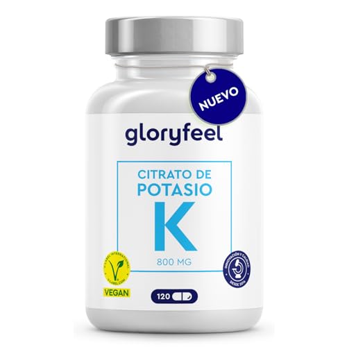 Citrato de Potasio 2210mg - 120 Cápsulas - Apoya la Tensión Arterial, la Función Muscular y el Sistema Nervioso - 800mg de potassium elemental - Vegano, dosis óptima, probado en laboratorio
