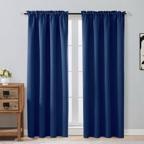 Image of Royal Blue Blackout Curtains for Bedroom 72 Inch Length 2 Panels Set, Thermal Insulated Curtains for Living Room Nursery, Energy Saving Window Drapes for Patio French Door Front Door, 2x40Wx72L