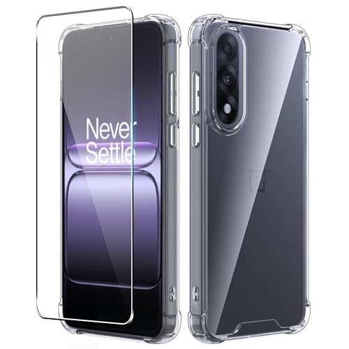 Heioloo Funda para OnePlus Nord 5 Carcasa + [1 Piezas] Cristal Templado Protector de Pantalla Protectora Transparent Hard PC Back Resistente a los Arañazos Antigolpes Funda, Protección contra Caídas