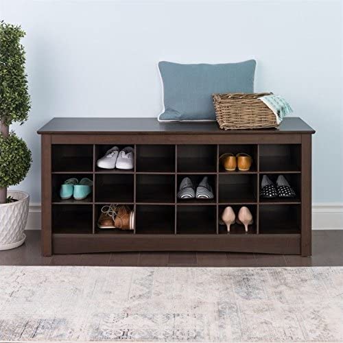 Prepac Shoe Cubbie Bench, 24" X 48" X 16", Espresso #TOP4