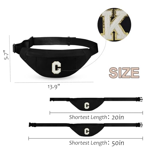 Image of Monogrammed Gifts for Women Men Fanny Pack Shoulder Bag Personalized Birthday Gift for Friends Sister,Black C