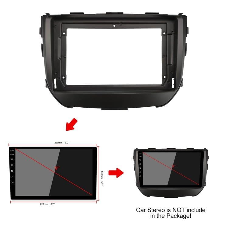 Image of Audio Wheels Car Android Frame ABS300 Plastic Material 9 inch with Wiring Suitable for Base Model for Maruti Brezza 2015-2019