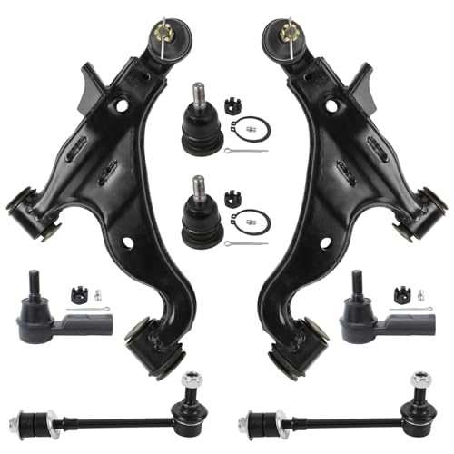 Image of Detroit Axle - RWD 8pc Front End Kit for 2005-2015 Toyota Tacoma Lower Control Arms with Ball Joint Outer Tie Rods Upper Ball Joints Sway Bars 2006 2007 2008 2009 2010 2011 2012 2013 2014 Replacement