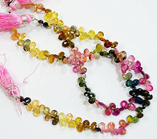 Tourmaline briolette facettée multicolore LKBEADS pour création bijoux 4x5mm - 2