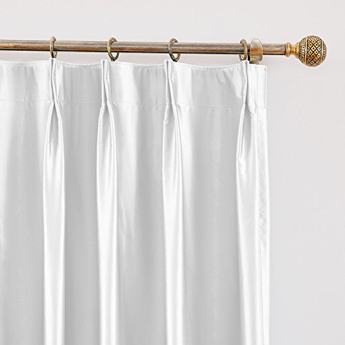 Twopages 72 W X 102 L Pinch Pleat Faux Silk Blackout Curtains Drapery Panel For Traverse Rod Or Track, Living Room Bedroom Meetingroom Club Theater Patio Door (1 Panel), Egg White #TOP1