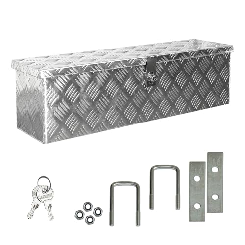 Trucky Truckbox aus Aluminium, Modell D035, 79 x 23 x 22 cm, Abschließbar, Robustes Riffelblech, inklusive Montagesatz, Für Werkstatt, Auto, Hobby