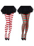 Christmas Striped Tights Thigh High Socks for Christmas Supplies (Color Set 2)